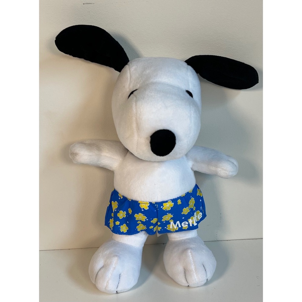 Peanuts Snoopy Plush Toy Blue Floral Boxer Shorts Met Life Stuffed Animal